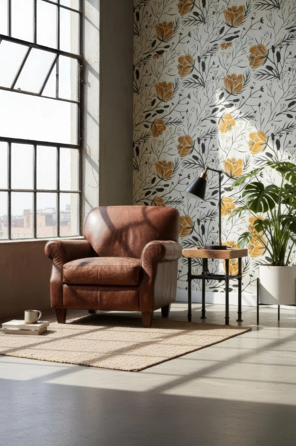 Tropical Palm Leaf Wallpaper - Peel & Stick Removable Wall Decor