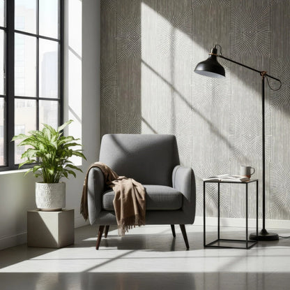 Beige Boho Abstract Peel and Stick Wallpaper - Removable Wall Art Decor