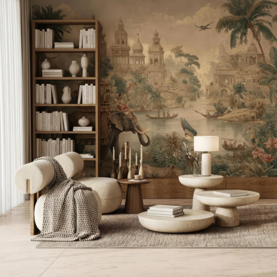 Elegant Elephant Palace Peel and Stick Wall Mural Wallpaper