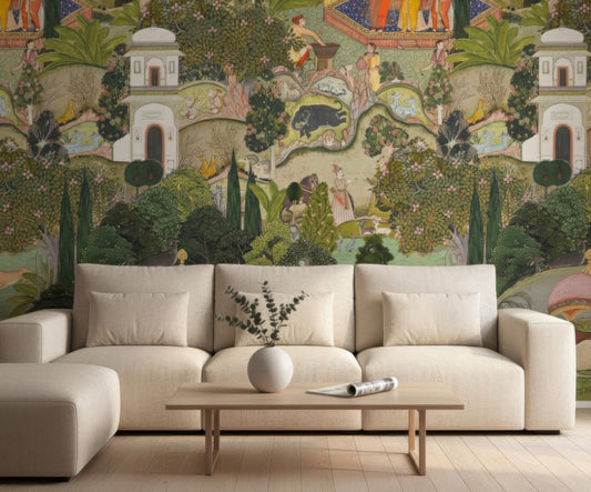 Jaipur Garden Peel & Stick Wallpaper - Vibrant Green Floral Wall Mural