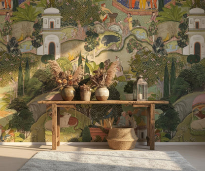 Jaipur Garden Peel & Stick Wallpaper - Vibrant Green Floral Wall Mural