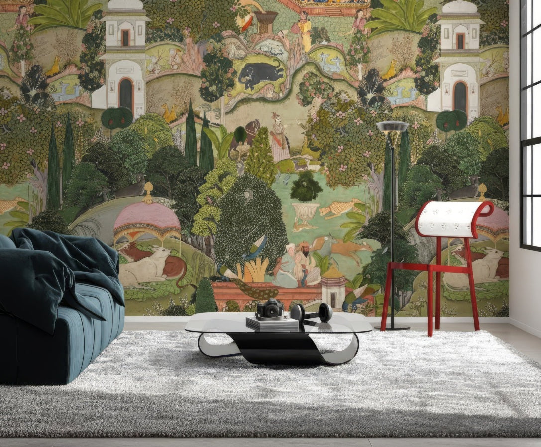 Jaipur Garden Peel & Stick Wallpaper - Vibrant Green Floral Wall Mural